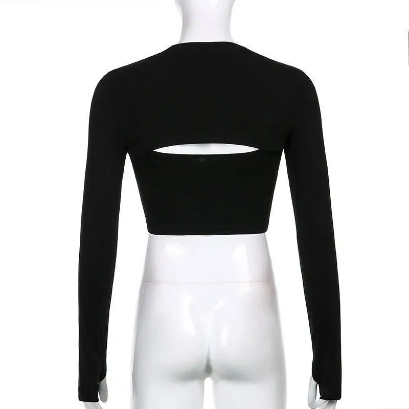 Women's T Shirt O-Neck Slim Fit Sexy Long Sleeve T-shirt Female Tees Shirt Femme Woman Crop Tops 2026 Spring New Korean Clothing