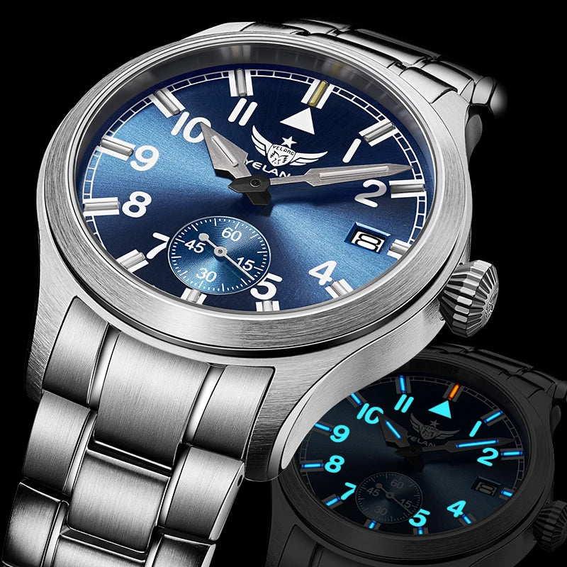 Yelang V1023 Men Watch 42mm Japanese VL58 Movement Pilot Men's Quartz Watch 10ATM 100m Waterproof Luminous Sports Watch Sapphire