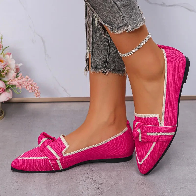 Women Flats New Ballet Pointed Toe Loafers Shoes for Women Slip-on Casual Low Heel Luxury Shoes Brand Butterfly Sneakers Women