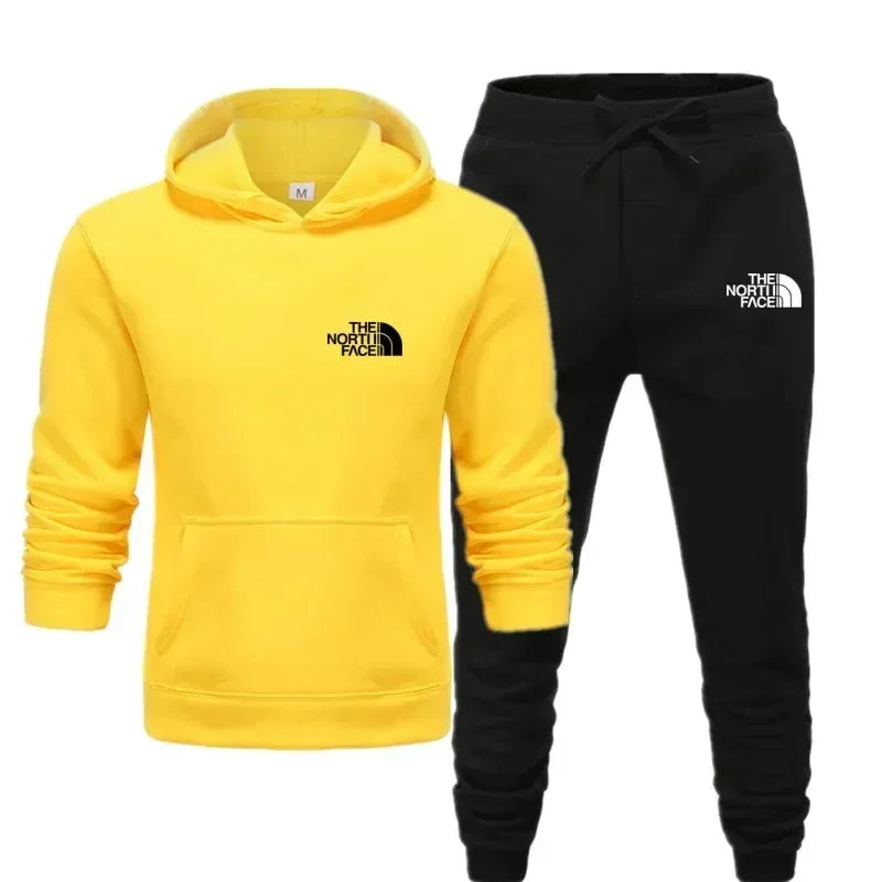 Autumn and winter printed men's and women's fashionable casual sportswear outdoor fitness jogging set hooded sportswear pants