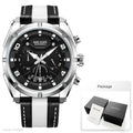 MEGIR Fashion Men's Chronograph Quartz Watches Leather Strap Luminous Hands 24-hour Sports Analogue Wristwatch for Man 2076White
