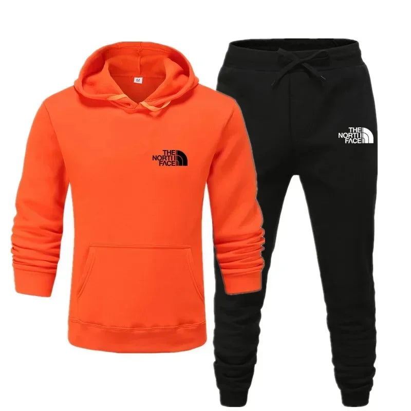 Autumn and winter printed men's and women's fashionable casual sportswear outdoor fitness jogging set hooded sportswear pants