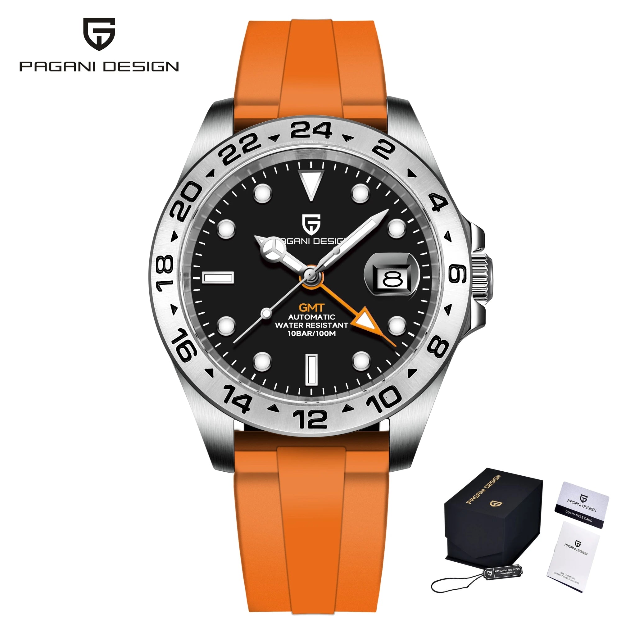 Pagani Design PD1682 Men’s GMT Watch 42mm Automatic Mechanical DG5833 Sapphire Crystal Stainless Steel Waterproof Black Vintage