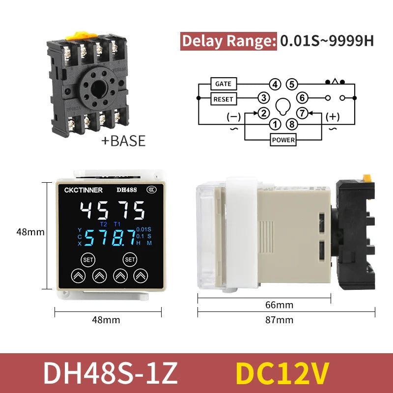 New DH48S Digital Delay Time Relay Precision Programmable Cycle DH48S-S 1Z 2Z Series AC220V DC24V DC12V With Socket Base