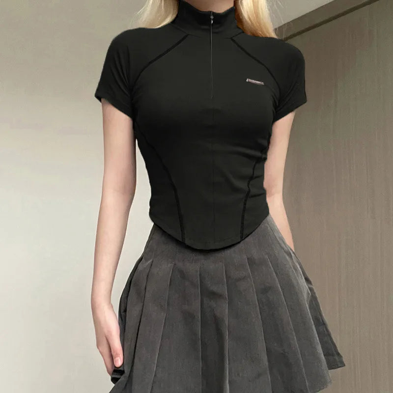 Gothic Y2K retro short slimming T-shirt street trend slimming sexy and fashionable Harajuku high Street popular hot girl style