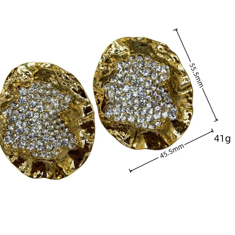 NISHIZAWA Rhinestones Earrings for Women Gold Color Palace Style Statement Jewelry Retro Fashion Elegant Aretes De Mujer