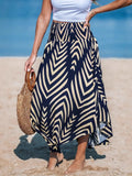 Women's New Beach Skirt, Geometric Print Shirred Design, Perfect for Summer Vacation Wear