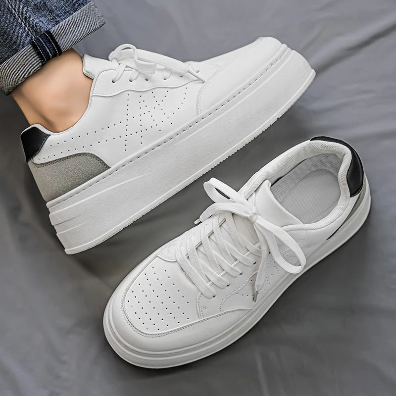 Spring Men's Shoes, New Breathable White Sneakers, Versatile Thick-soled Height-increasing Sports Shoes, and Casual Sneakers