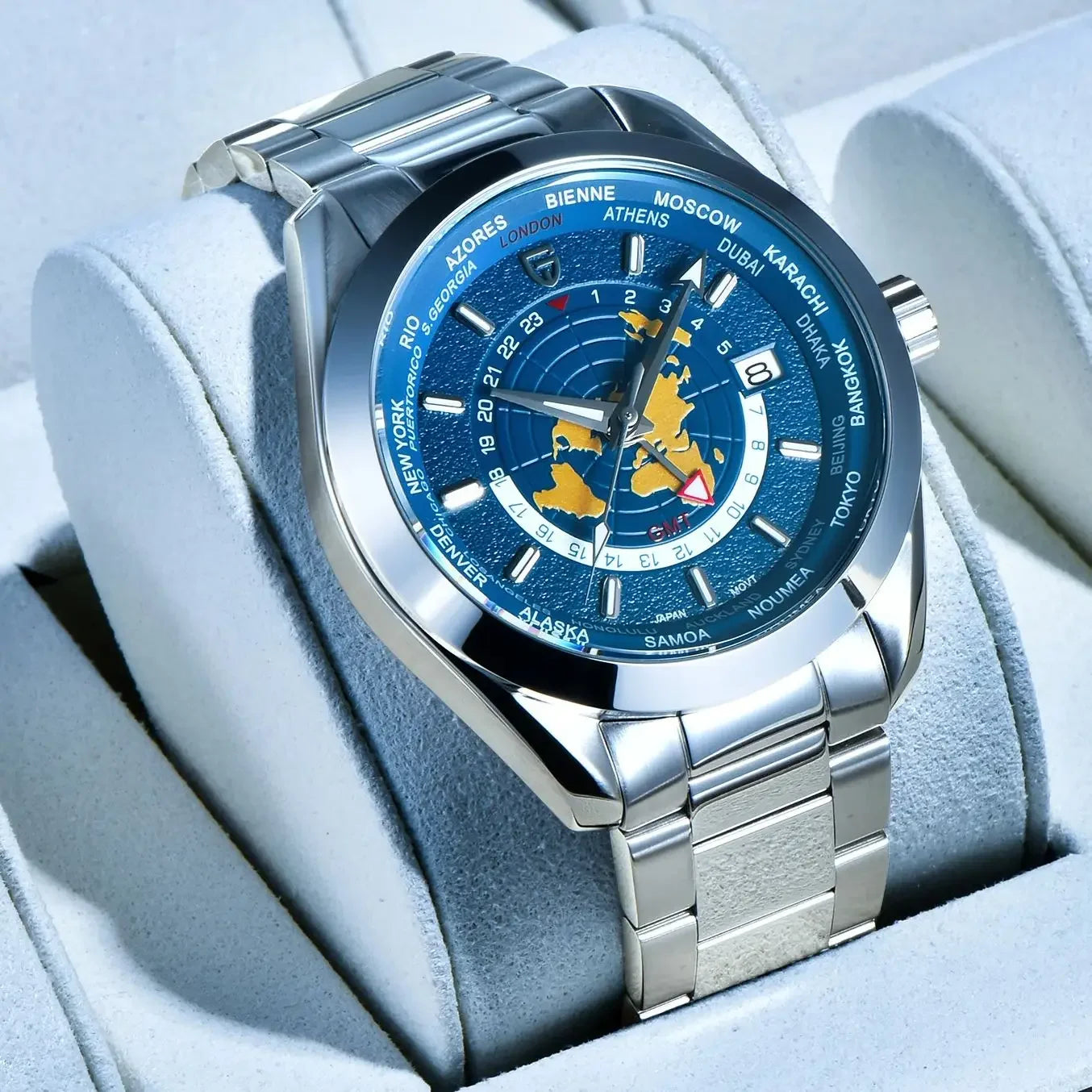 PAGANI DESIGN 2025 New World time GMT Zone Map Men's Watches Automatic Watch For Men NH34A Mechanical Waterproof Wristwatch Men