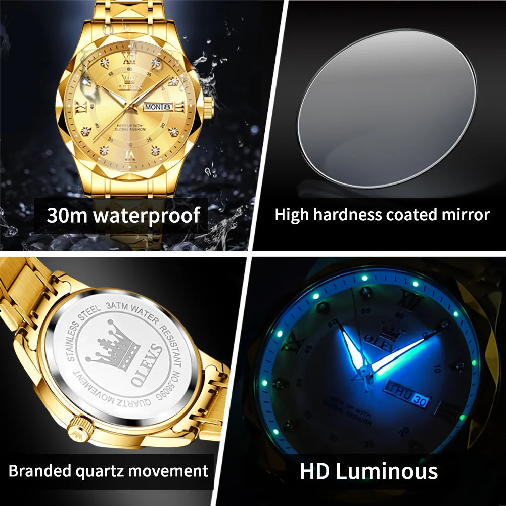 OLEVS High Quality Luxury Quartz Watch for Men New Original Fashion Male Watch Waterproof Calendar Luminous Men's Wrist Watches