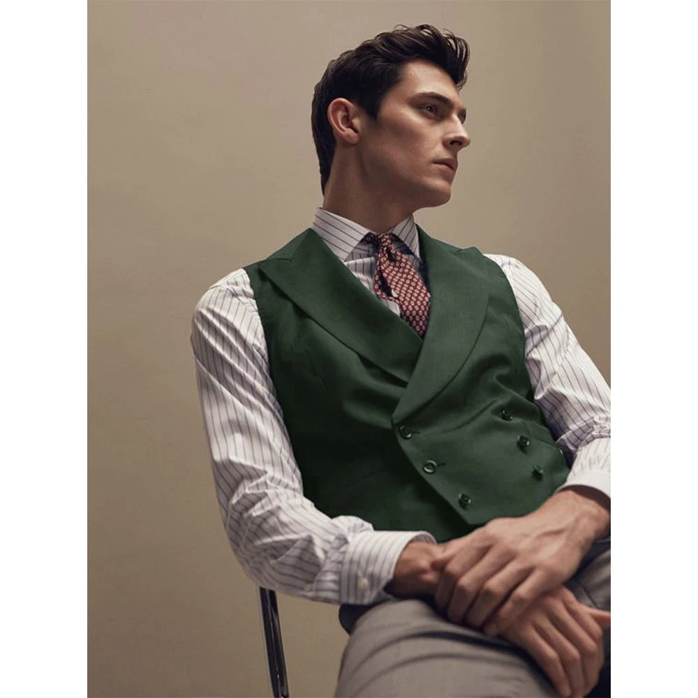 Gentleman Vest Man Dress Vests for Men Vests Double Breasted Elegant Lapel Men's Waistcoat Tuxedo Wedding Dinner Male Clothing