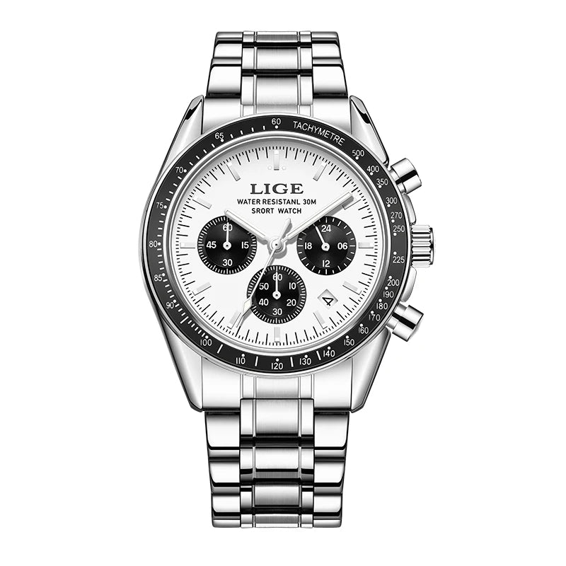 LIGE NEW fashion luxury Men's watches waterproof luminous clock stainless steel strap quartz   wristwatch for men montres hommes