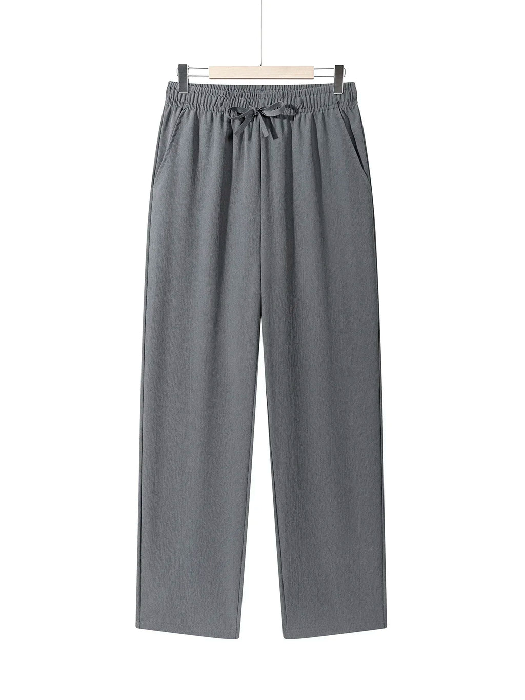 Men's Casual Straight Trousers Summer Autumn Breathable Solid Color Long Pants Drawstring Fitness Sweatpants Men Streetwear