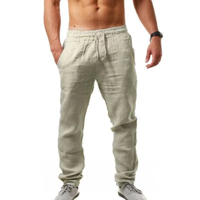 2025 new men's cotton and linen pants, loose and cool casual pants, elastic waist pants, casual oversized street wear, lightweig