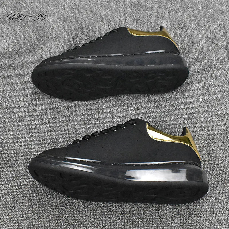 Sneakers Casual Men Air Cushion White Shoes Fashion Microfiber Leather Breathable Increased Internal Flat Platform Board Shoes
