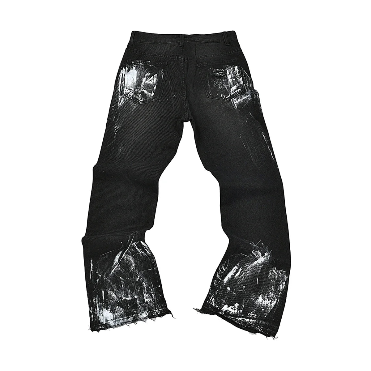 High Street Ink Painted Washed Black Baggy Jeans for Men Straight Vintage Loose Casual Denim Trousers Oversized Ropa Hombre Jean