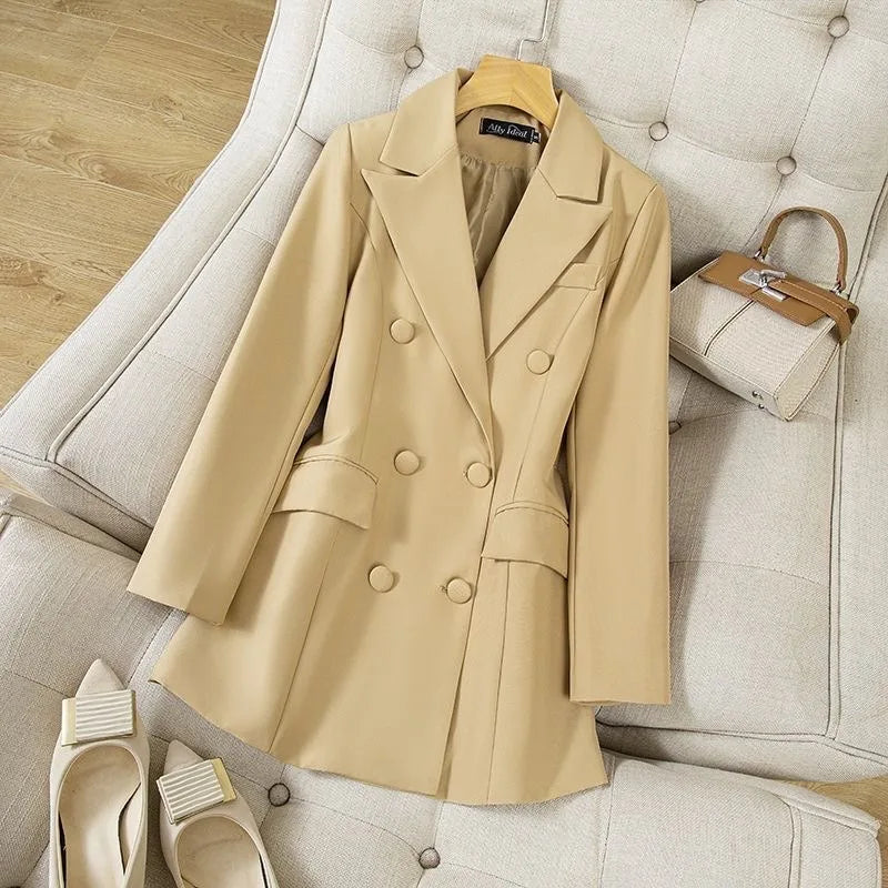 Casual Essential for Daily Commute and Office Wear Blazers Elegant 2026 New in Spring Arrival Double-Row Buttoned Business Coat
