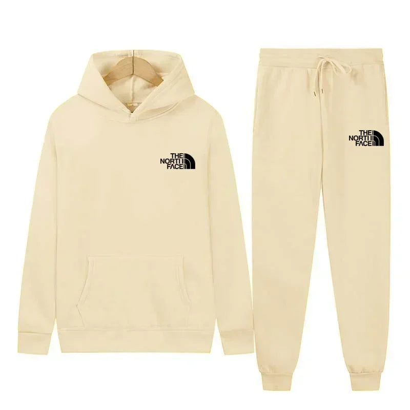 Autumn and winter printed men's and women's fashionable casual sportswear outdoor fitness jogging set hooded sportswear pants