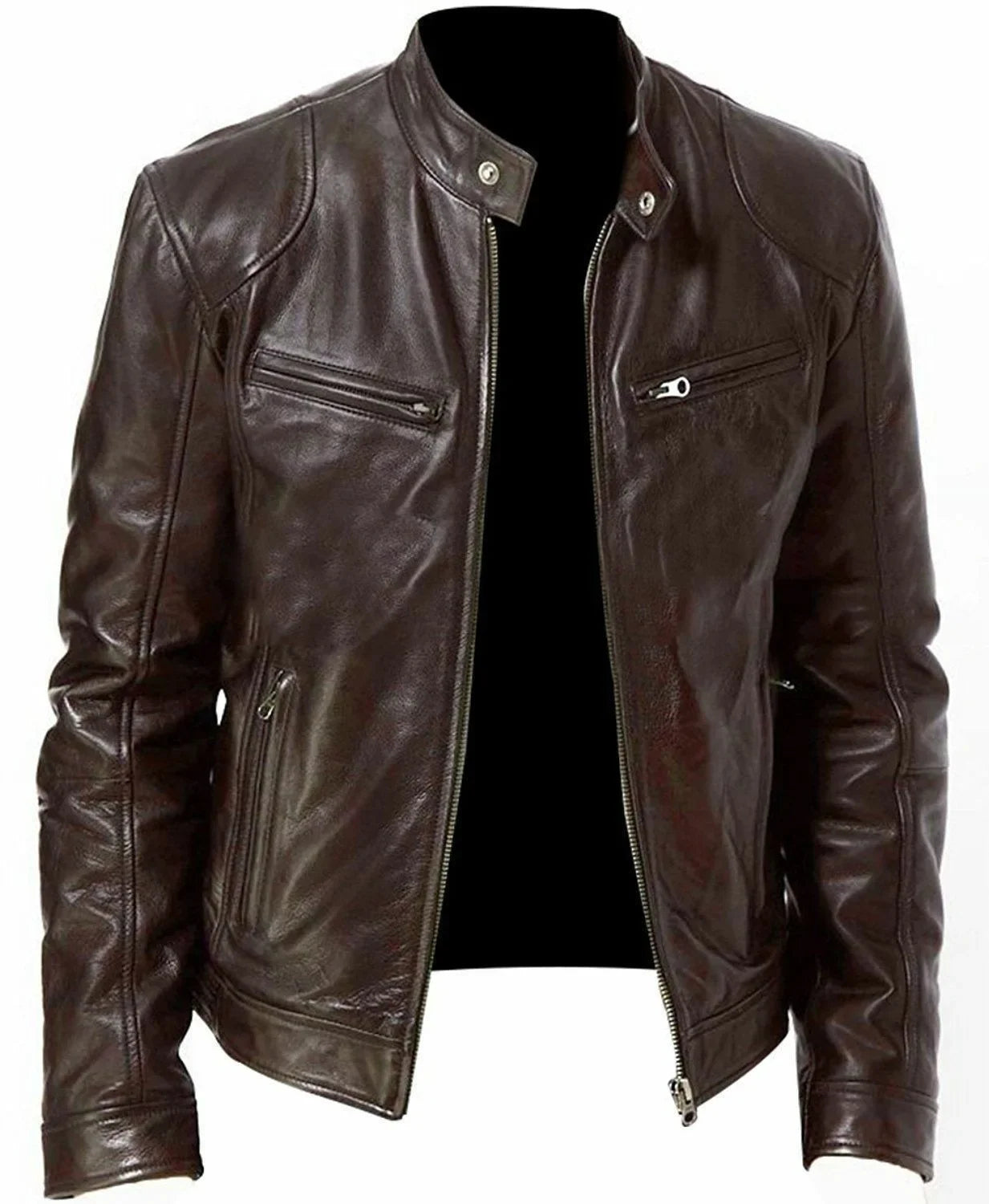 New Men's Clothing Men Leather Coat Stand Collar Punk Motorcycle Leather Jacket Spring Summer Fashion