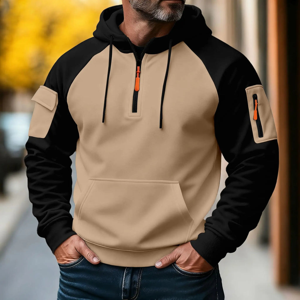 New Fashion Men's Jacket - pure color casual long-sleeved coat with pleated sleeves, suitable for spring and autumn seasons.