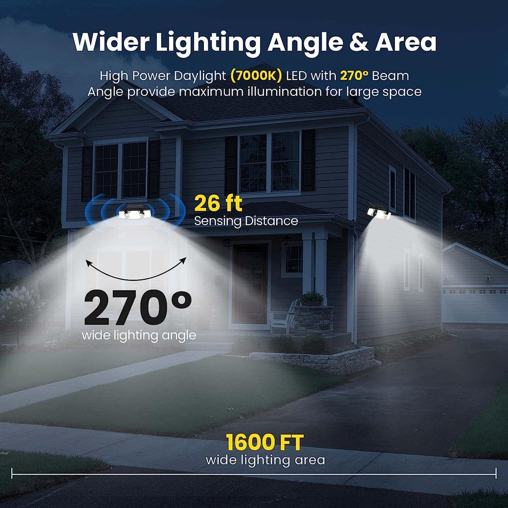 1pc 305 LED Solar Light Outdoor, Dual Induction PIR Motion Sensor Flood Light, Solar Power Wall Lam