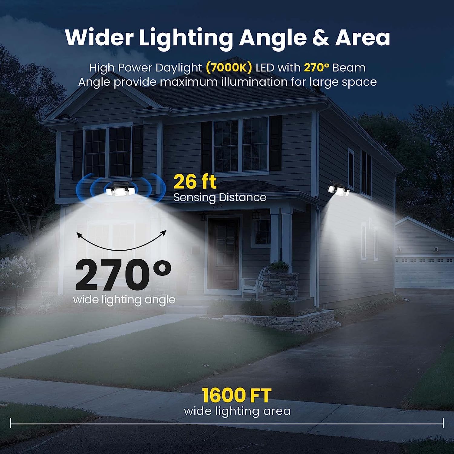 1pc 305 LED Solar Light Outdoor, Dual Induction PIR Motion Sensor Flood Light, Solar Power Wall Lam