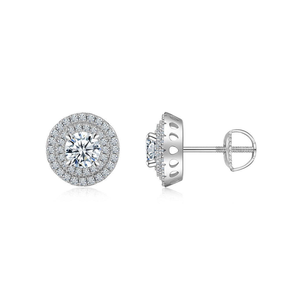 A Luxurious And Fashionable Minimalist Jewelry Earring Set Featuring A 0.5-carat Top-quality Morganite, Made Of S925 Silver Electroplated With Platinum.