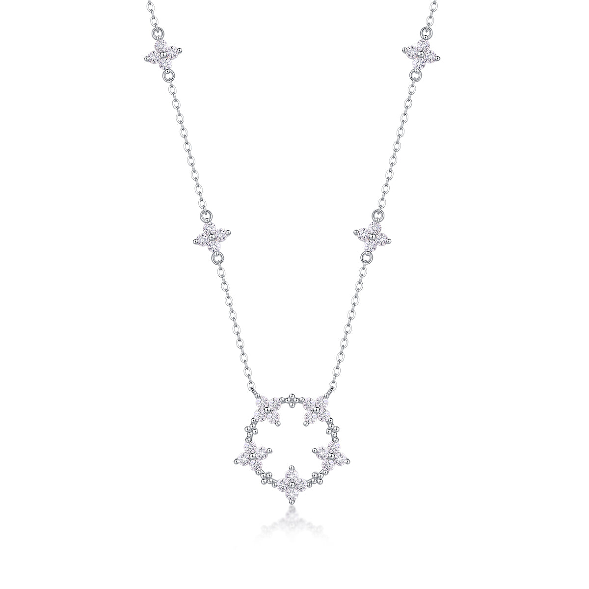 Iris - A Fashionable And Light Luxury Jewelry Pendant Necklace Set With Top-quality Moissanite, S925 Silver Plated Platinum