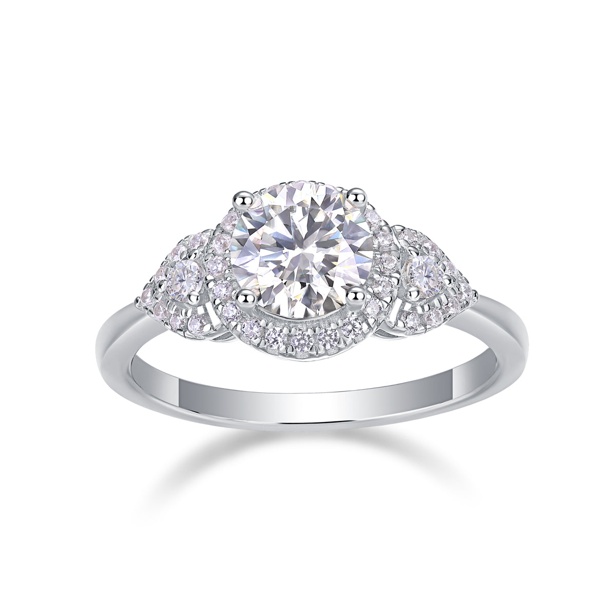 Light And Shadow - A Wedding Ring Set With Top-quality Moissanite S925 Silver And Platinum-plated Diamond Can Be Inspected With A Diamond Pen