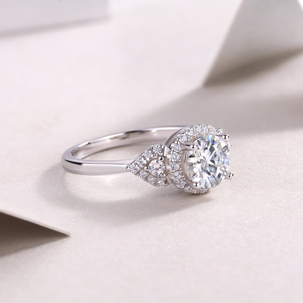 Light And Shadow - A Wedding Ring Set With Top-quality Moissanite S925 Silver And Platinum-plated Diamond Can Be Inspected With A Diamond Pen
