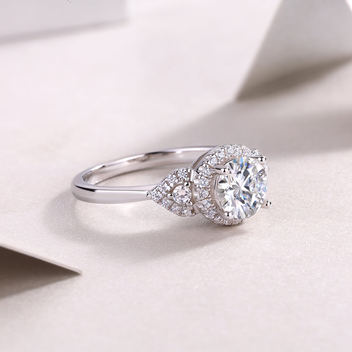 Light And Shadow - A Wedding Ring Set With Top-quality Moissanite S925 Silver And Platinum-plated Diamond Can Be Inspected With A Diamond Pen