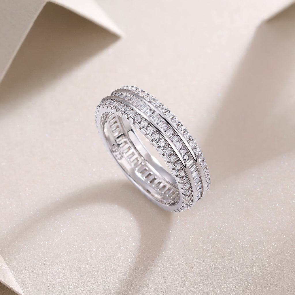 1Square Diamond Arrangement, Double Array Diamonds, Luxury Fashion Moissanite Silver Ring Prohibit TikTok sales