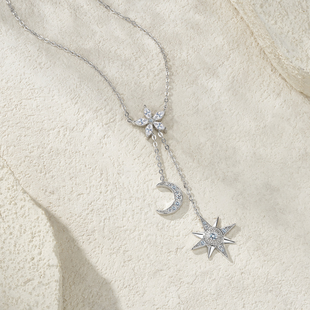 A Luxurious And Fashionable Minimalist Jewelry Pendant Necklace Set With Top-quality Moissanite, Made Of S925 Silver Electroplated With Platinum.