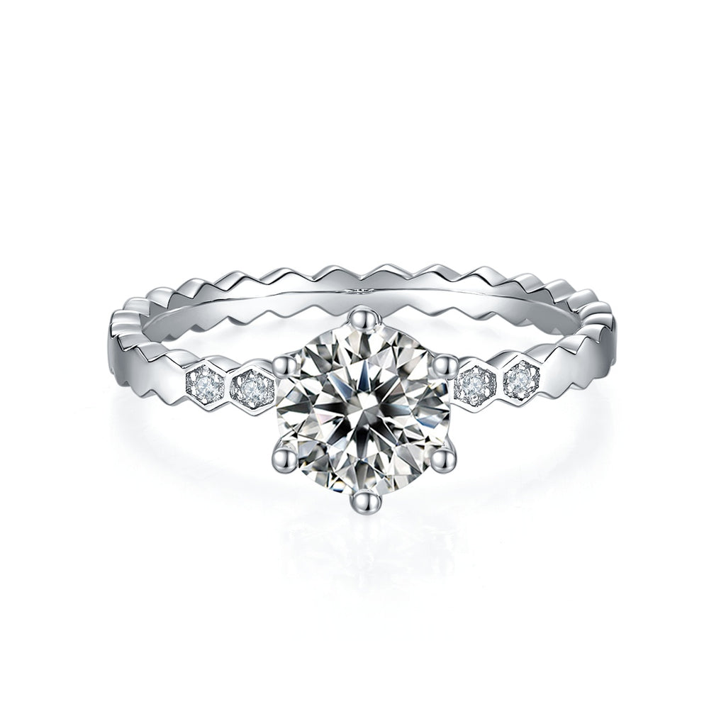 1-carat Luxury And Fashionable Light Luxury Jewelry Silver Ring Set With Top-quality Moissanite, S925 Silver Plated Platinum