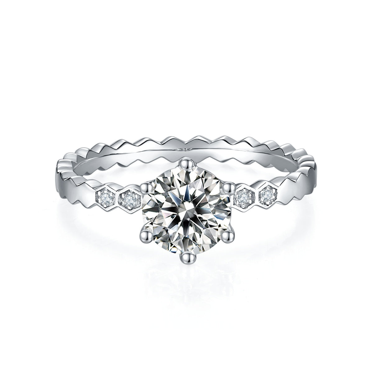 1-carat Luxury And Fashionable Light Luxury Jewelry Silver Ring Set With Top-quality Moissanite, S925 Silver Plated Platinum