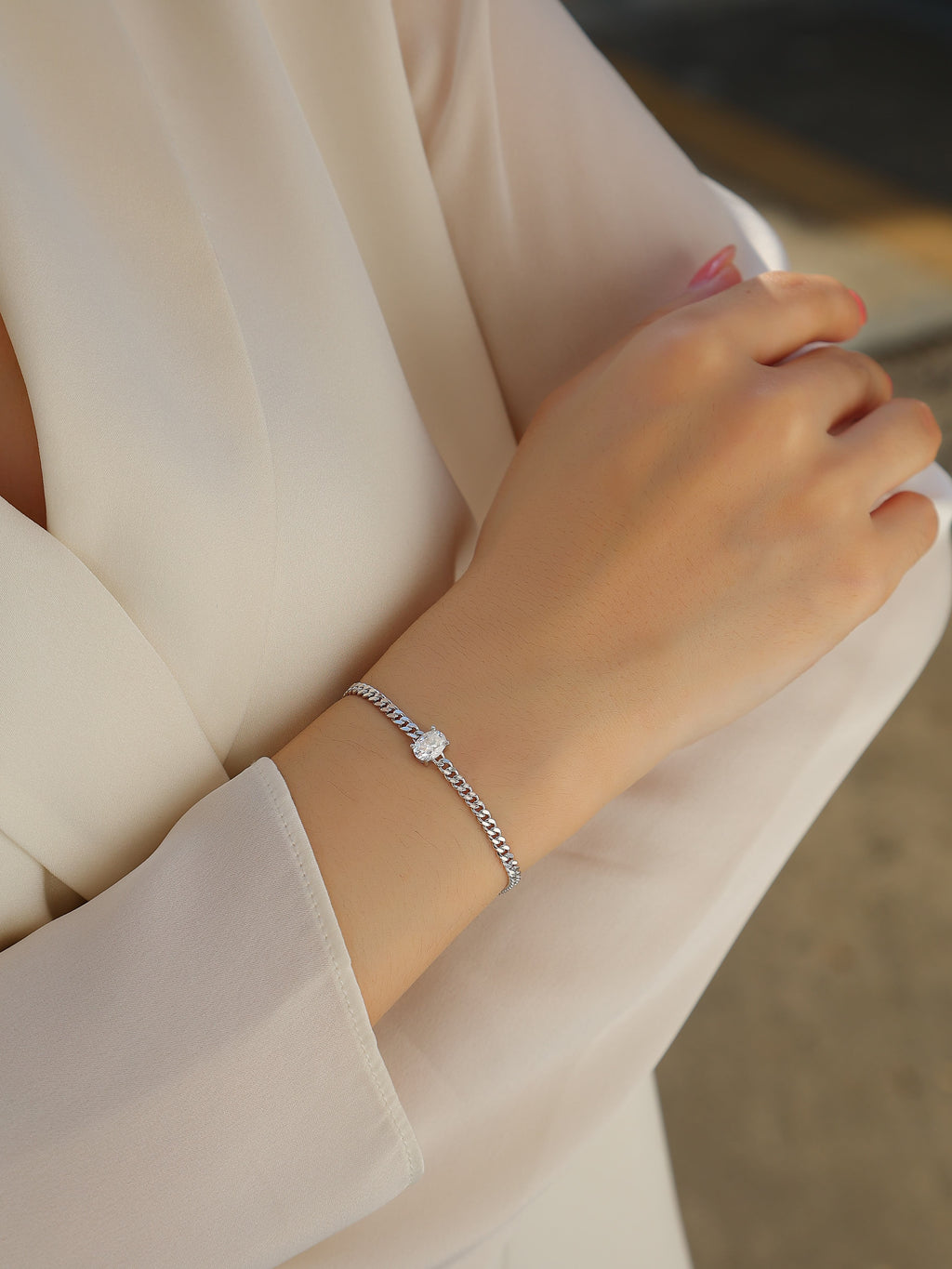 Breakthrough - Set With Top-quality Moissanite, Fashionable And Light Luxury Jewelry Silver Bracelet S925, Silver-plated Platinum