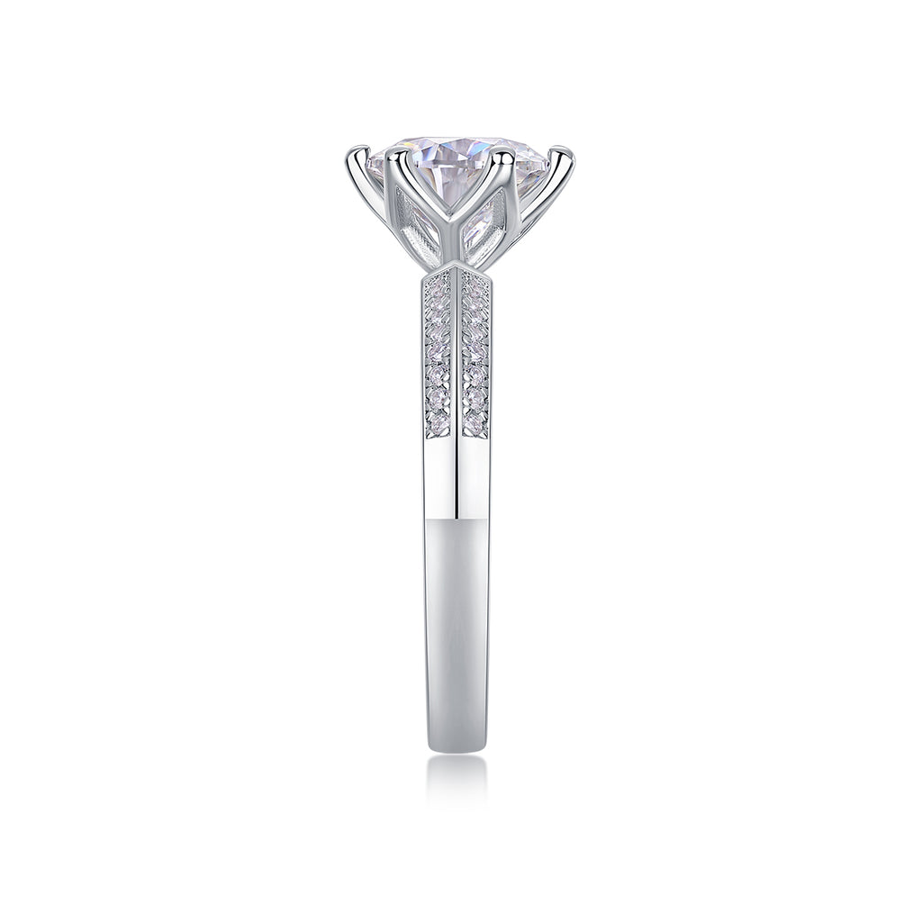 Happiness Like A Flower - A Wedding Ring Set With 1-carat Top-quality Moissanite S925 Silver And Platinum-plated Diamond. The Ring Can Be Tested With A Diamond Pen