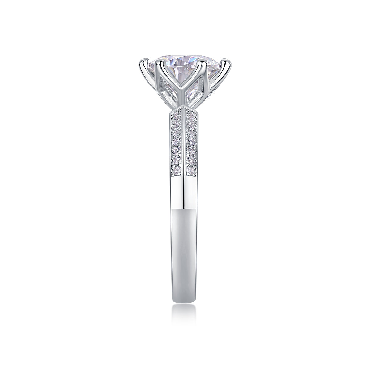 Happiness Like A Flower - A Wedding Ring Set With 1-carat Top-quality Moissanite S925 Silver And Platinum-plated Diamond. The Ring Can Be Tested With A Diamond Pen
