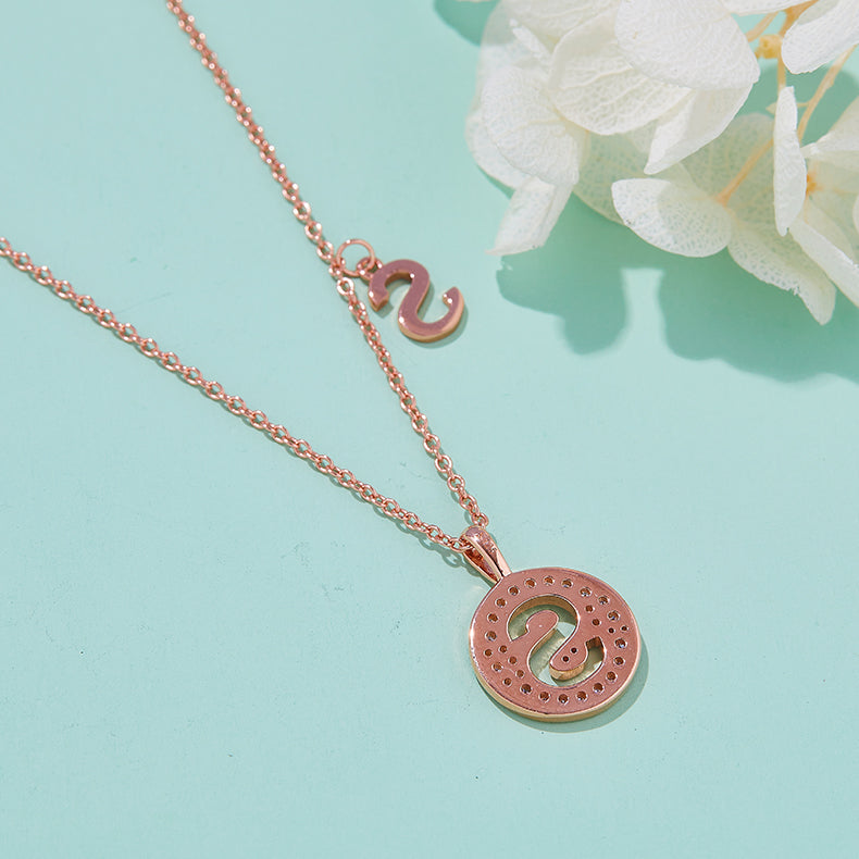 One Of The 26 Letters, S, Set With Top-quality Moissanite, Luxurious And Fashionable Light Luxury Trend Jewelry, Silver Necklace Pendant S925 Silver Electroplated Rose Gold