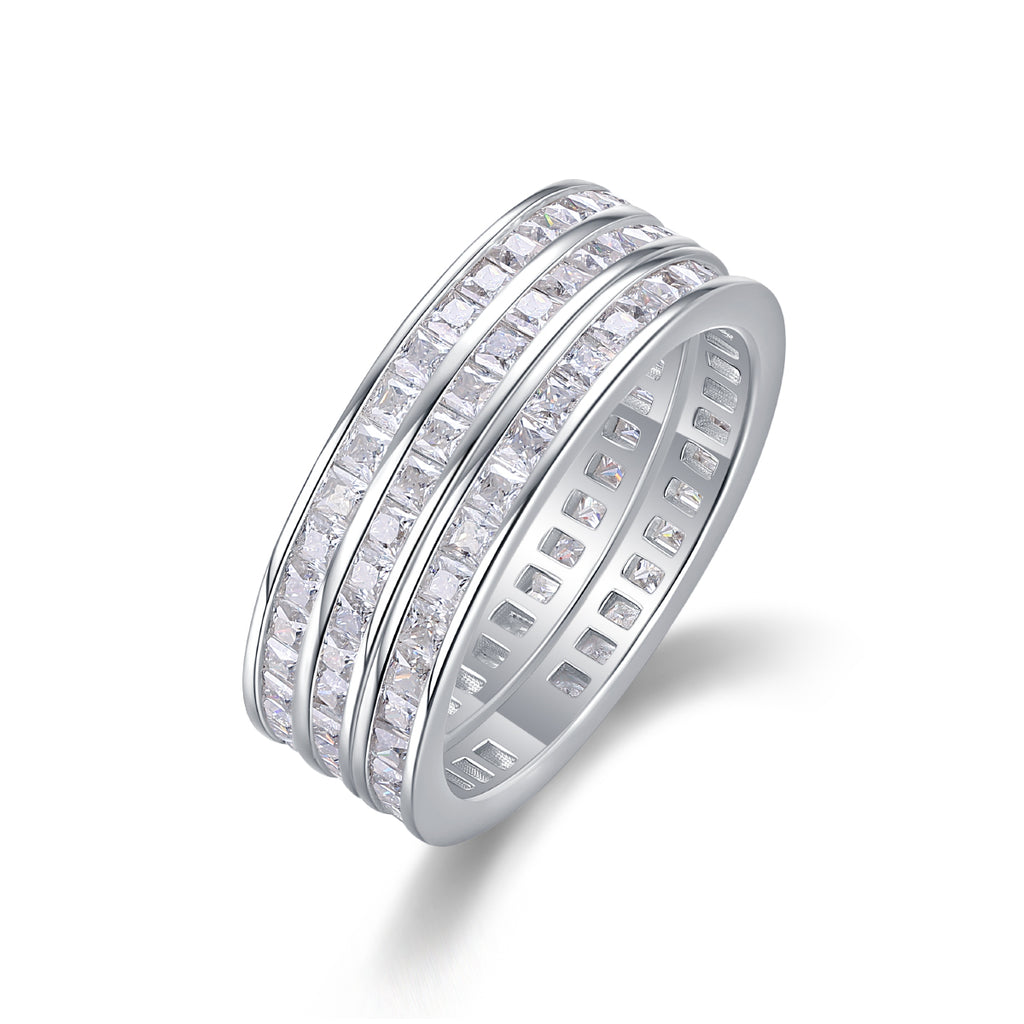 Unrestrained Growth - A Wedding Ring Set With Top-quality Moissanite S925 Silver And Platinum-plated Diamond Can Be Tested With A Diamond Pen