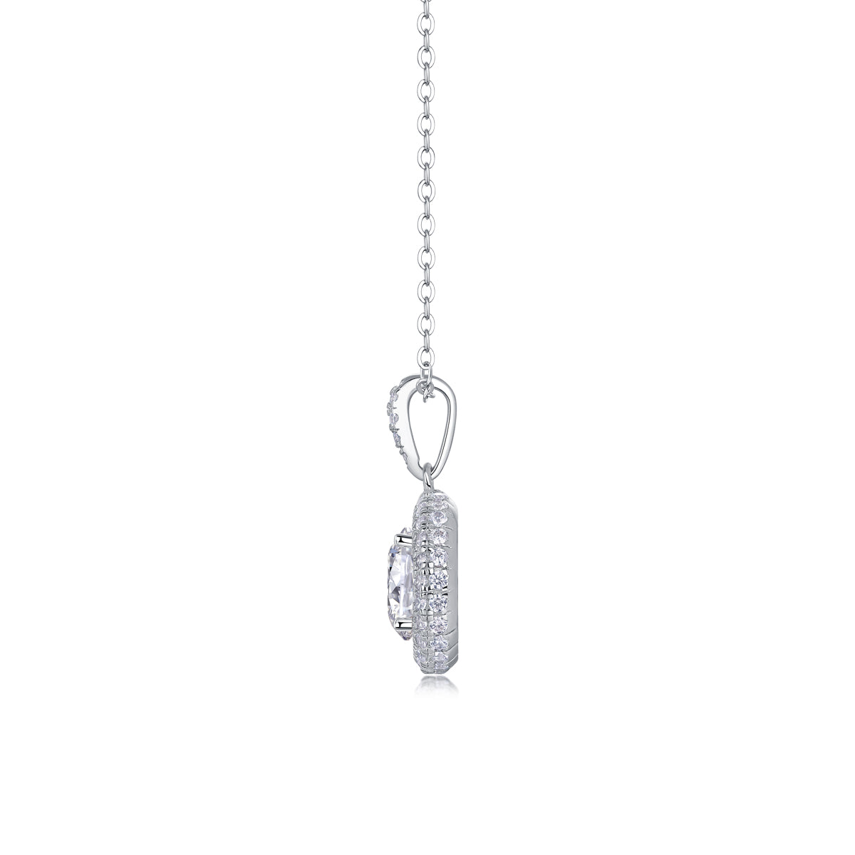 Sweetheart Halo - A Fashionable And Light Luxury Jewelry Pendant Necklace Set With Top-quality Moissanite, S925 Silver Plated Platinum