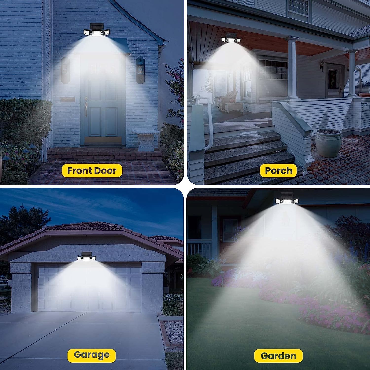 1pc 305 LED Solar Light Outdoor, Dual Induction PIR Motion Sensor Flood Light, Solar Power Wall Lam