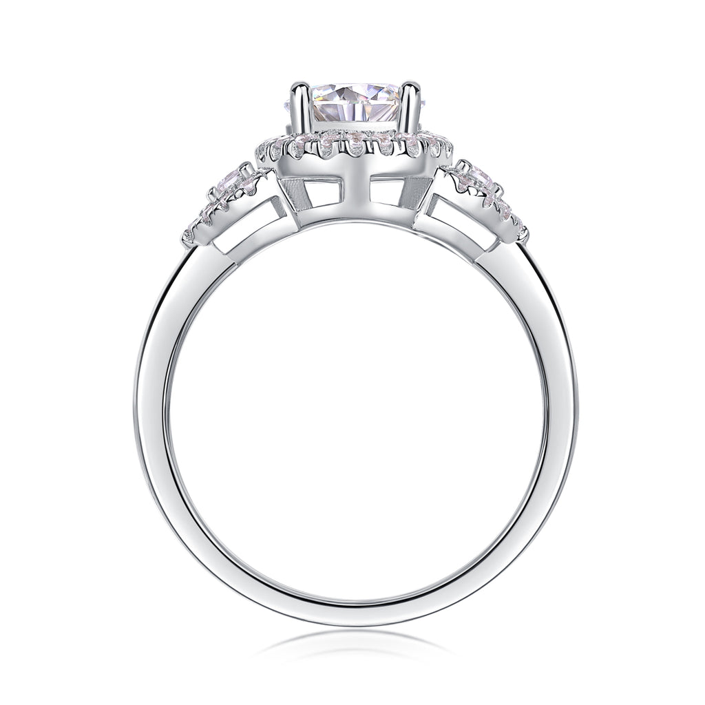 Light And Shadow - A Wedding Ring Set With Top-quality Moissanite S925 Silver And Platinum-plated Diamond Can Be Inspected With A Diamond Pen