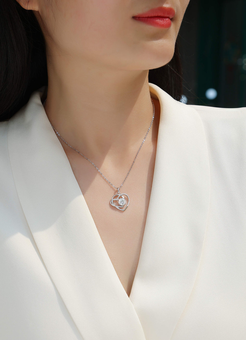 1Heart To Heart - A Fashionable And Luxurious Diamond Jewelry Pendant Set With 1-carat Moissan Diamond S925 Sterling Silver And Platinum Plating Prohibit TikTok sales